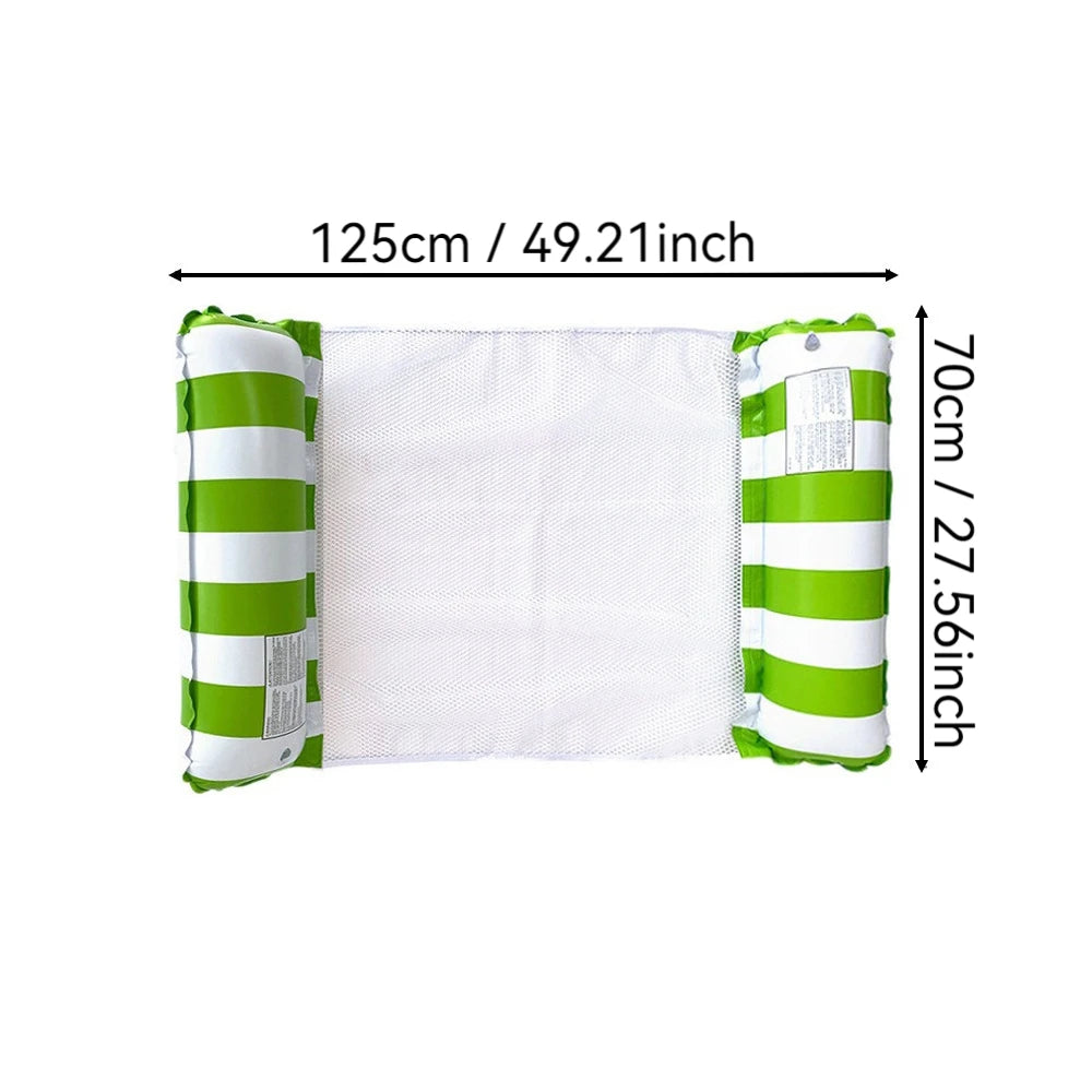 Hamaca Inflable Plegable para Piscina y Playa – Colchoneta Flotante de PVC con Rayas