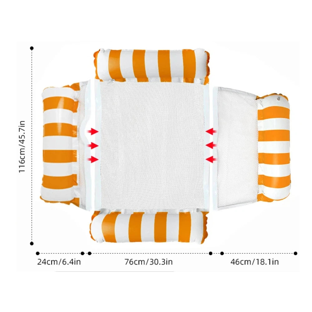 Hamaca Inflable Plegable para Piscina y Playa – Colchoneta Flotante de PVC con Rayas