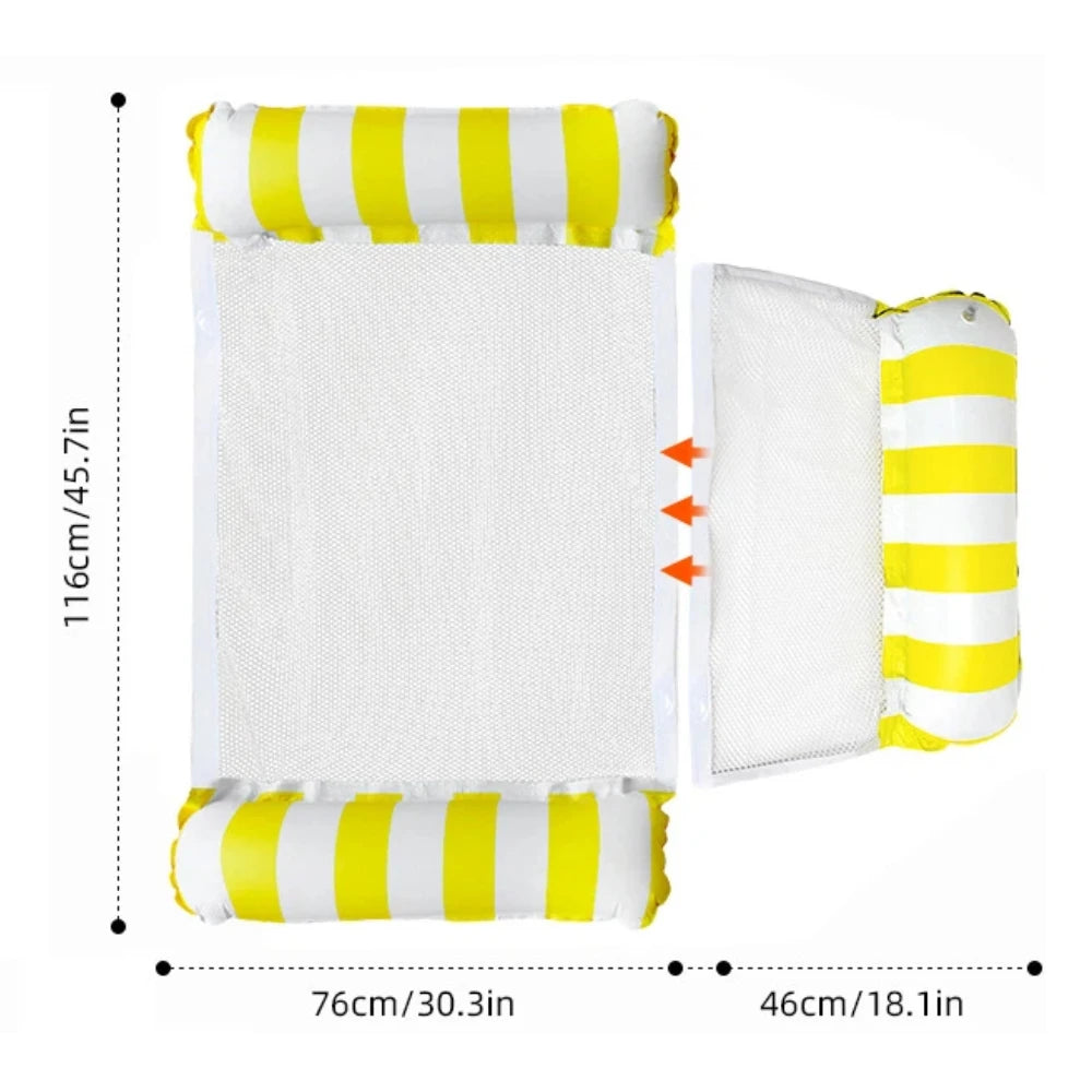 Hamaca Inflable Plegable para Piscina y Playa – Colchoneta Flotante de PVC con Rayas