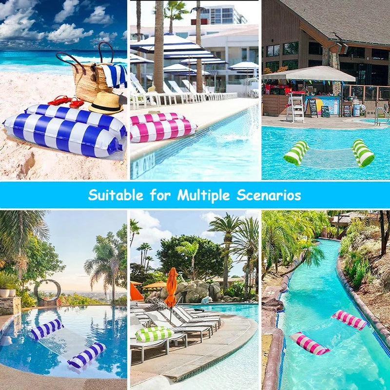 Hamaca Inflable Plegable para Piscina y Playa – Colchoneta Flotante de PVC con Rayas