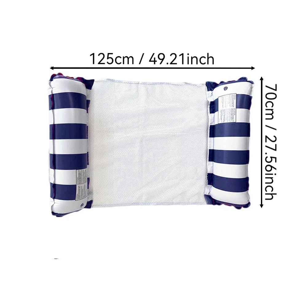 Hamaca Inflable Plegable para Piscina y Playa – Colchoneta Flotante de PVC con Rayas