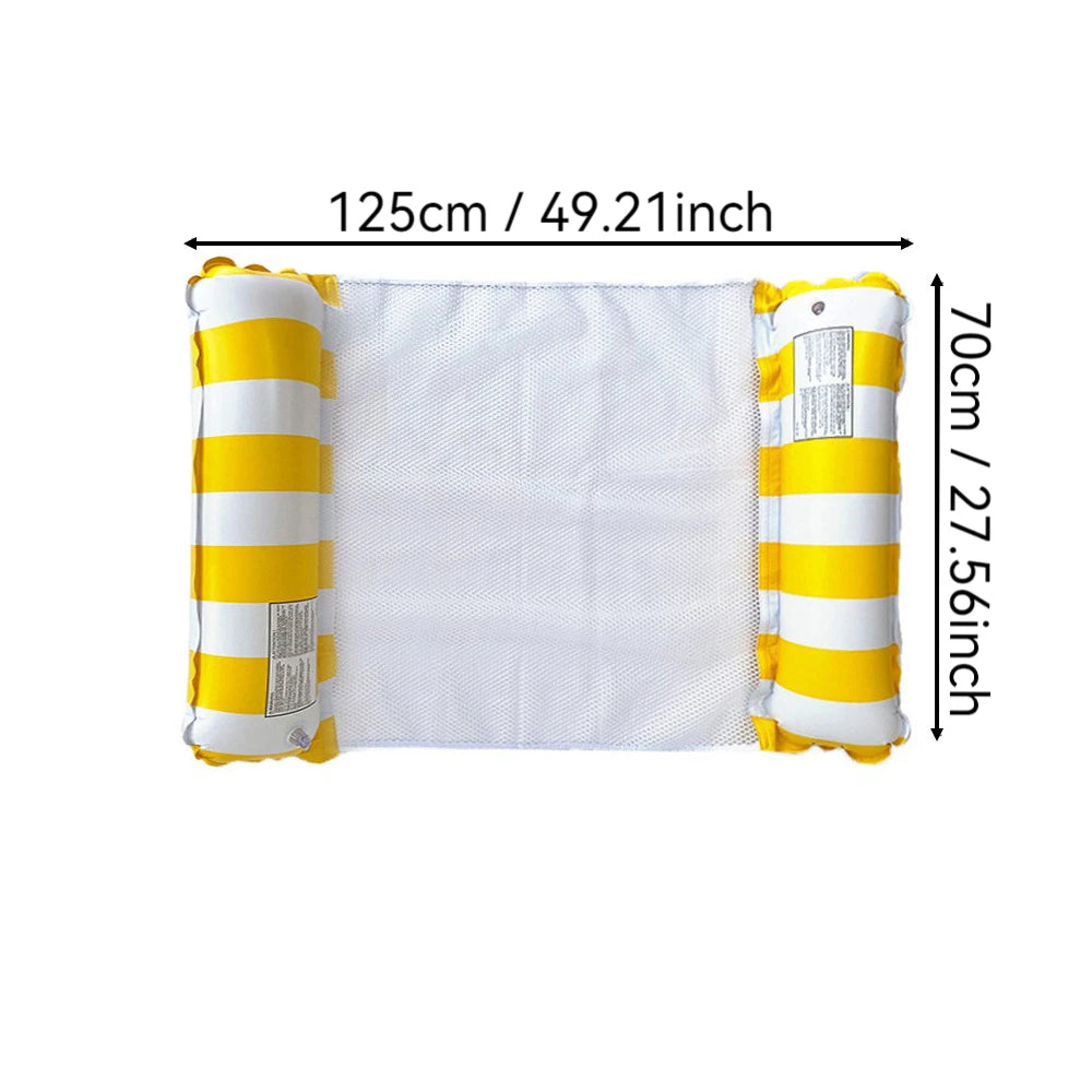 Hamaca Inflable Plegable para Piscina y Playa – Colchoneta Flotante de PVC con Rayas