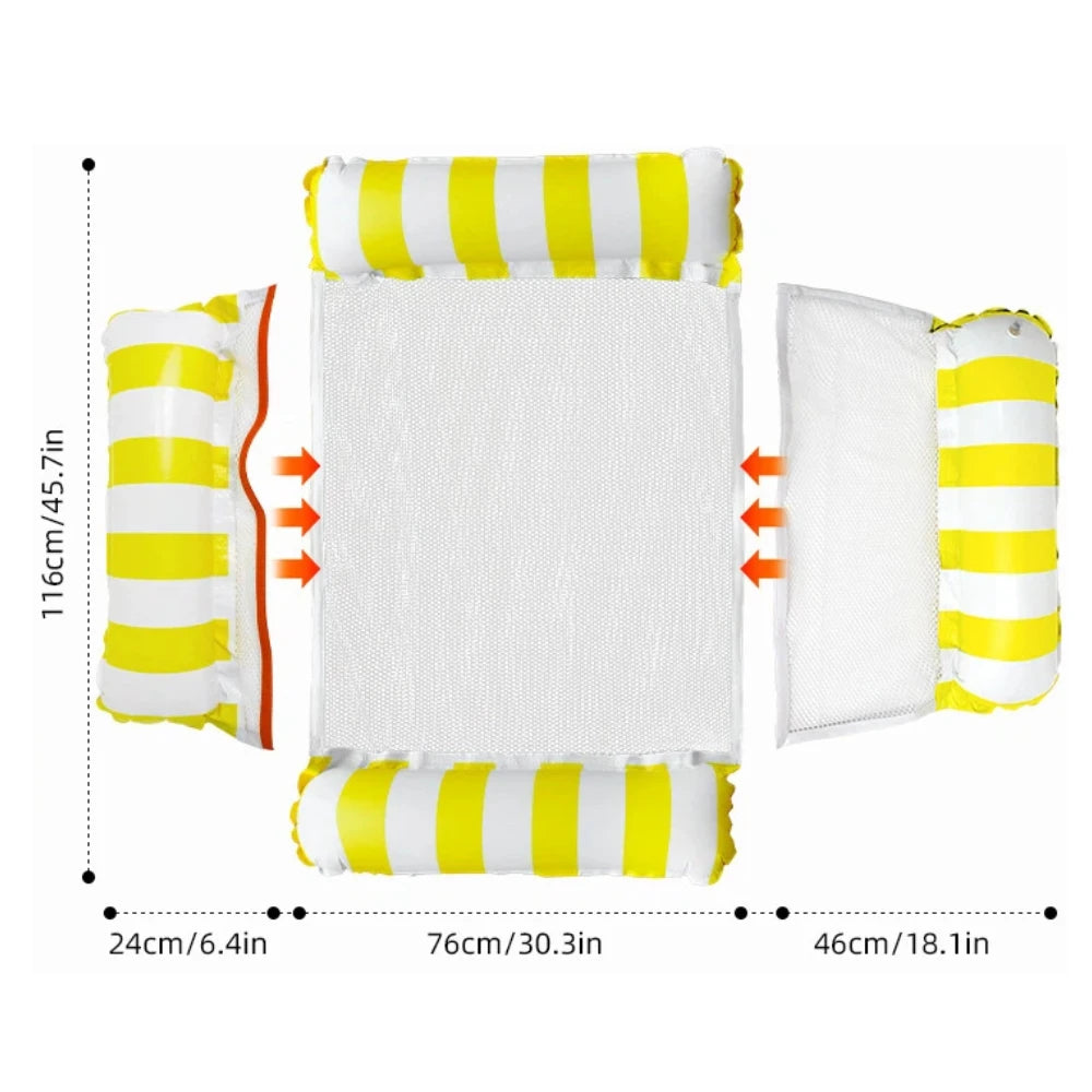 Hamaca Inflable Plegable para Piscina y Playa – Colchoneta Flotante de PVC con Rayas