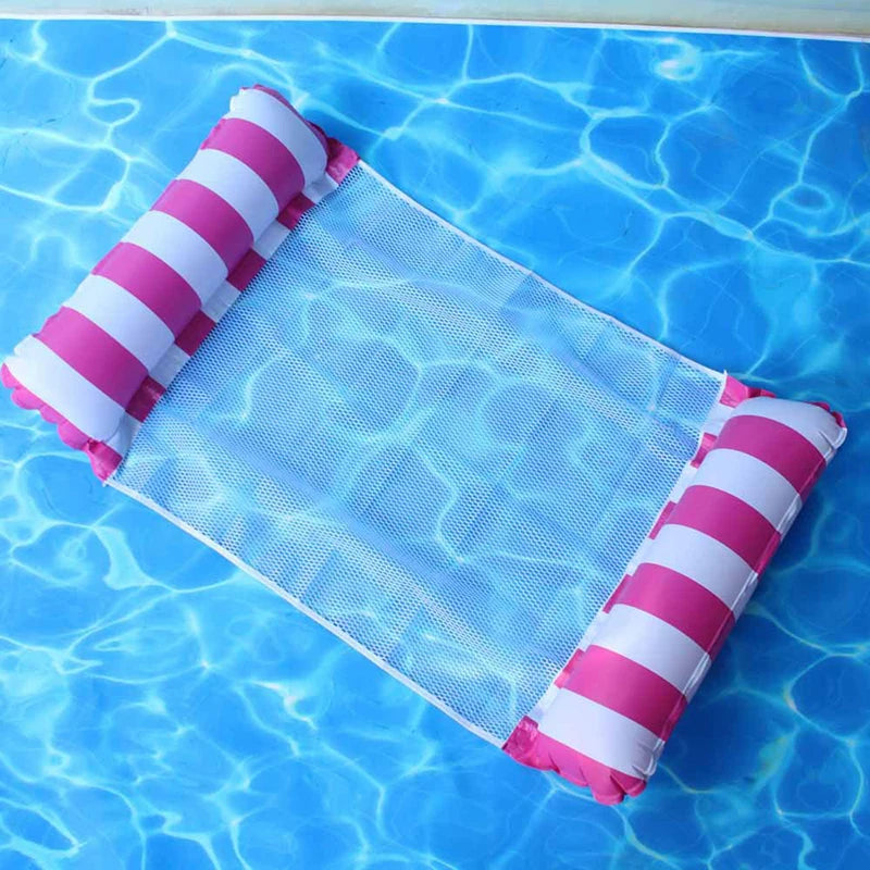 Hamaca Inflable Plegable para Piscina y Playa – Colchoneta Flotante de PVC con Rayas