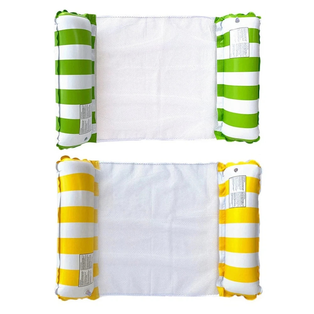 Hamaca Inflable Plegable para Piscina y Playa – Colchoneta Flotante de PVC con Rayas