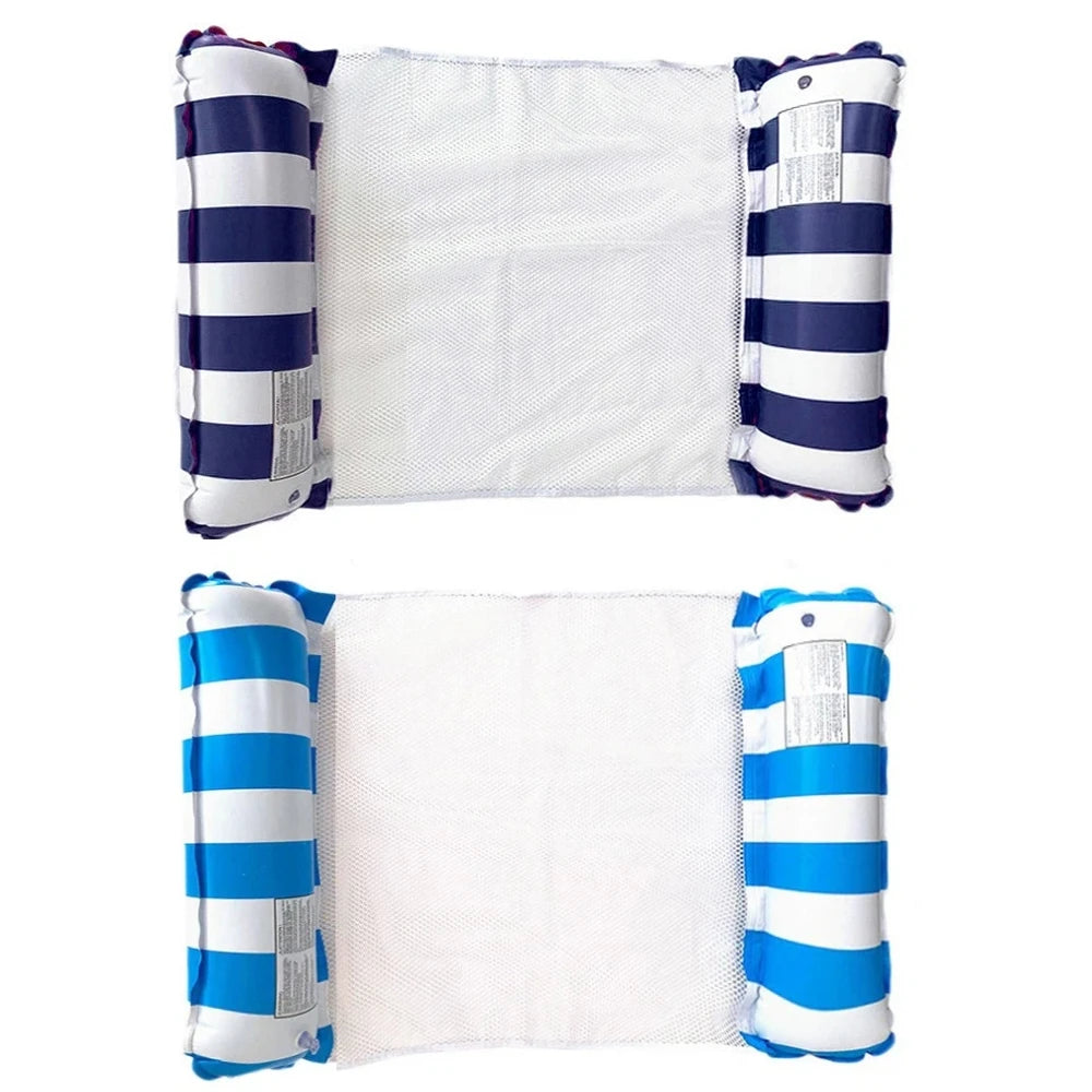 Hamaca Inflable Plegable para Piscina y Playa – Colchoneta Flotante de PVC con Rayas