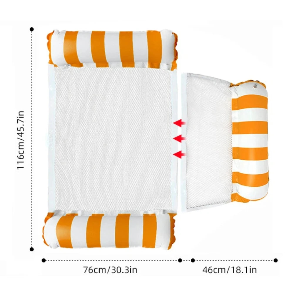 Hamaca Inflable Plegable para Piscina y Playa – Colchoneta Flotante de PVC con Rayas