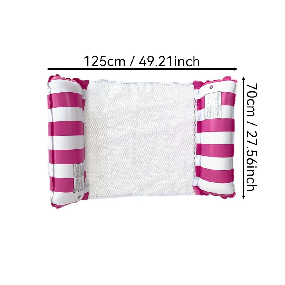 Hamaca Inflable Plegable para Piscina y Playa – Colchoneta Flotante de PVC con Rayas