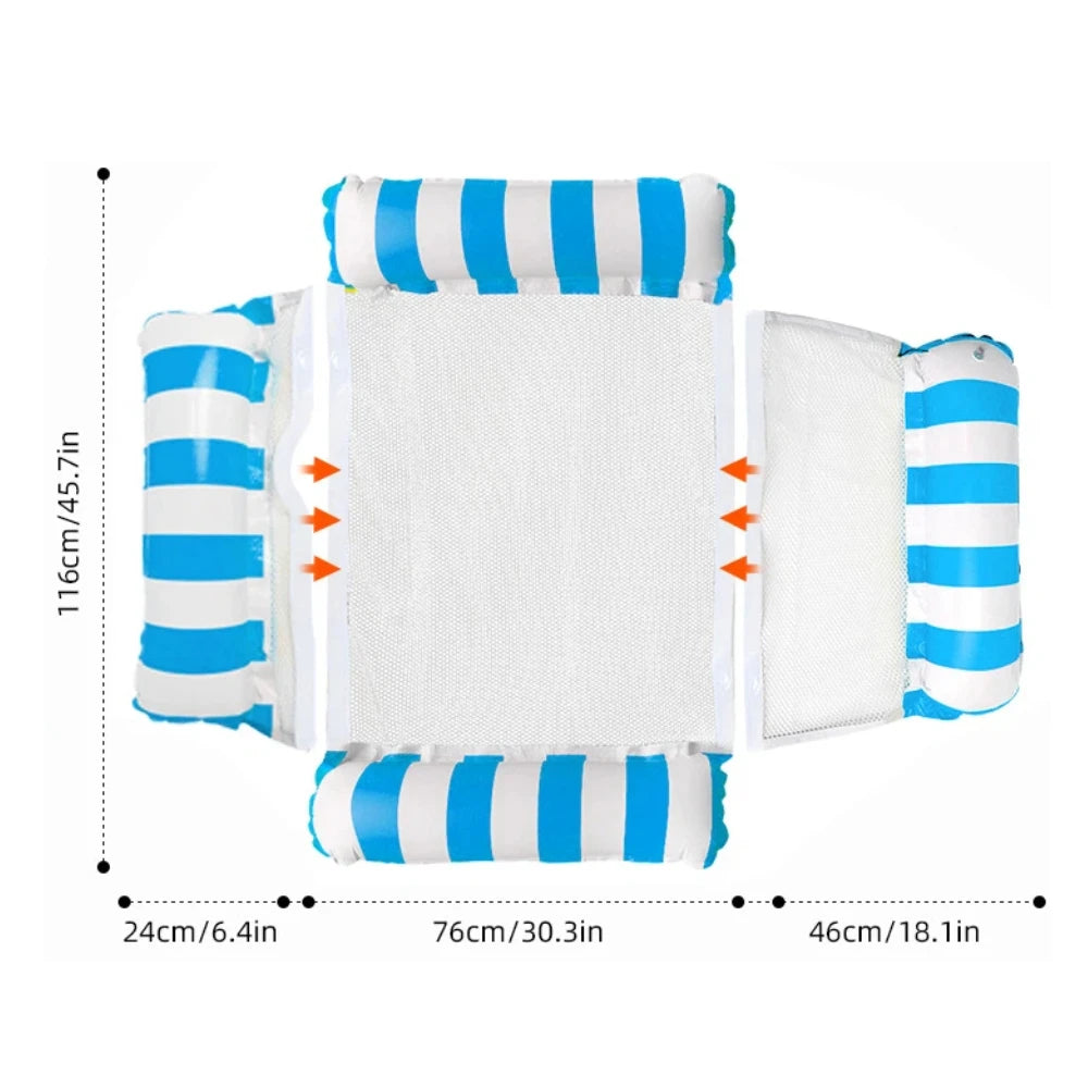 Hamaca Inflable Plegable para Piscina y Playa – Colchoneta Flotante de PVC con Rayas