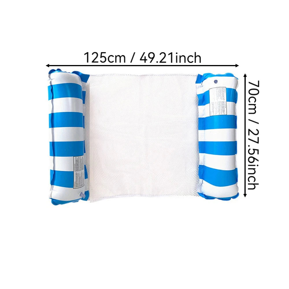 Hamaca Inflable Plegable para Piscina y Playa – Colchoneta Flotante de PVC con Rayas