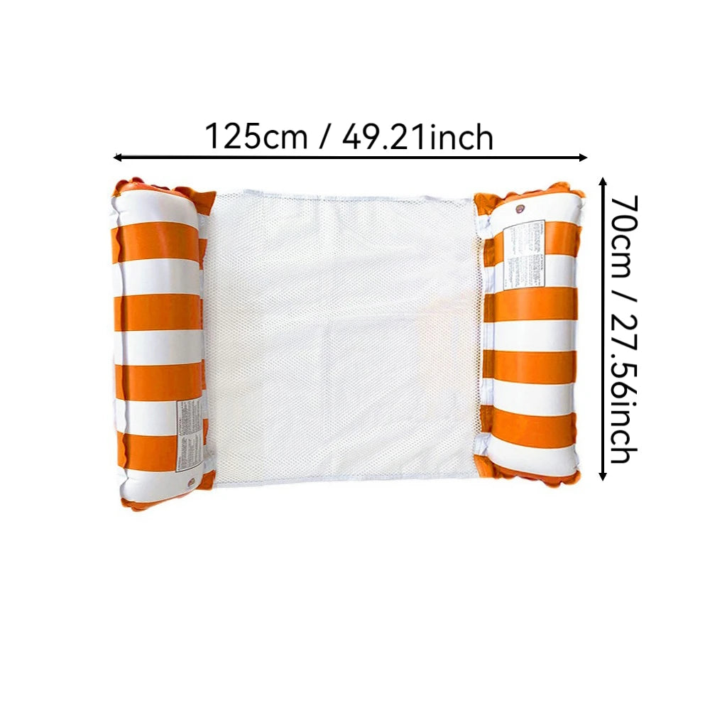 Hamaca Inflable Plegable para Piscina y Playa – Colchoneta Flotante de PVC con Rayas
