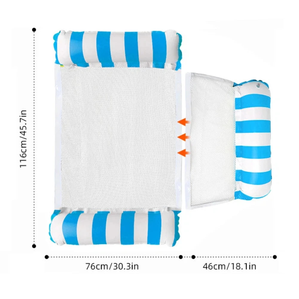 Hamaca Inflable Plegable para Piscina y Playa – Colchoneta Flotante de PVC con Rayas
