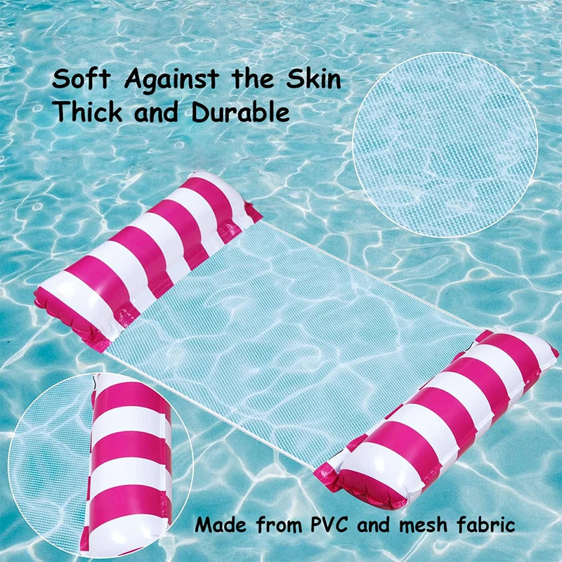 Hamaca Inflable Plegable para Piscina y Playa – Colchoneta Flotante de PVC con Rayas