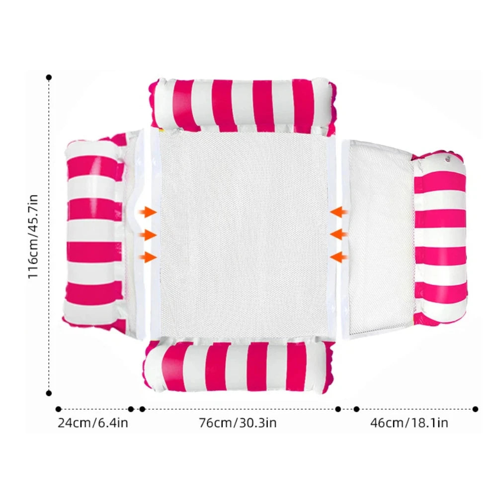 Hamaca Inflable Plegable para Piscina y Playa – Colchoneta Flotante de PVC con Rayas