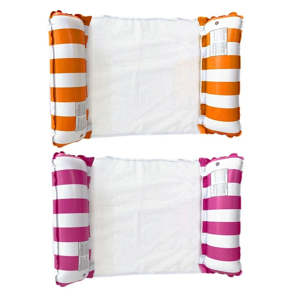 Hamaca Inflable Plegable para Piscina y Playa – Colchoneta Flotante de PVC con Rayas